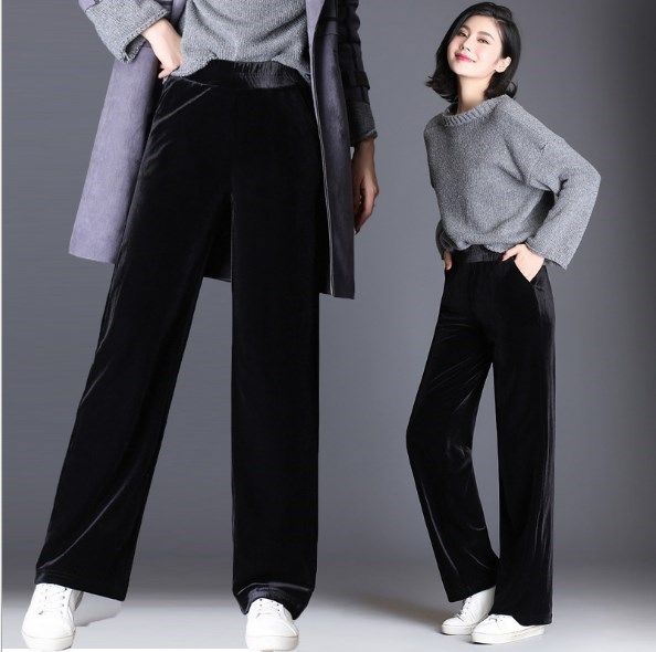 plus size black velvet pants