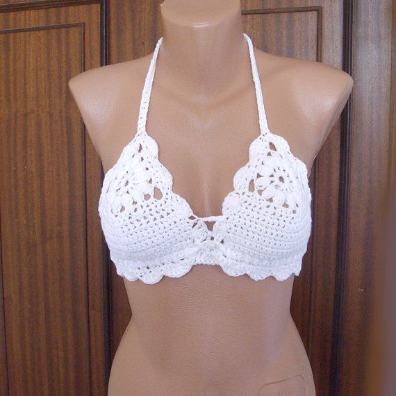white crochet bralette