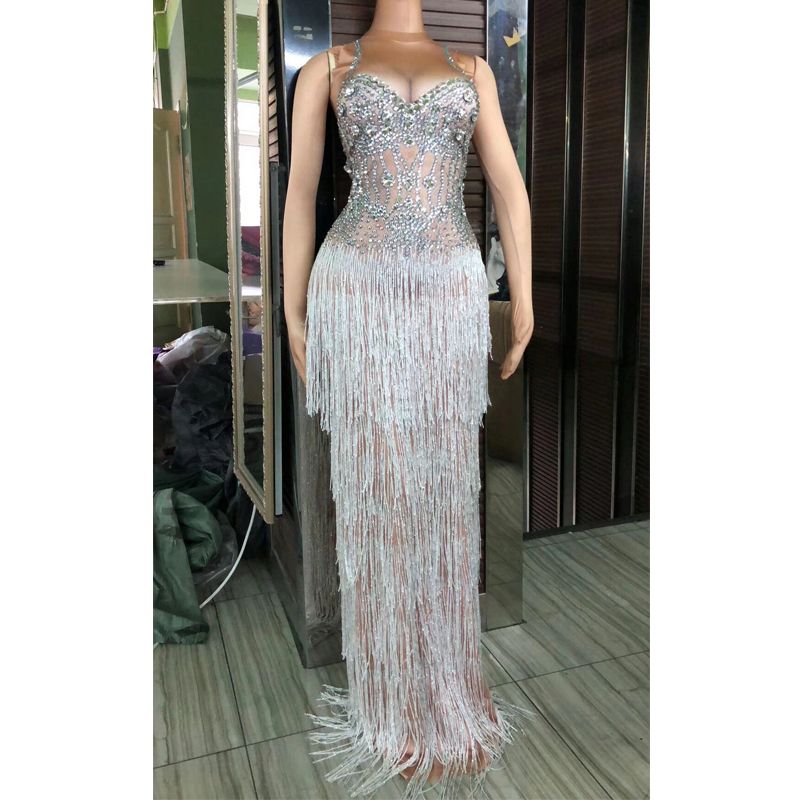 vestito lungo frange