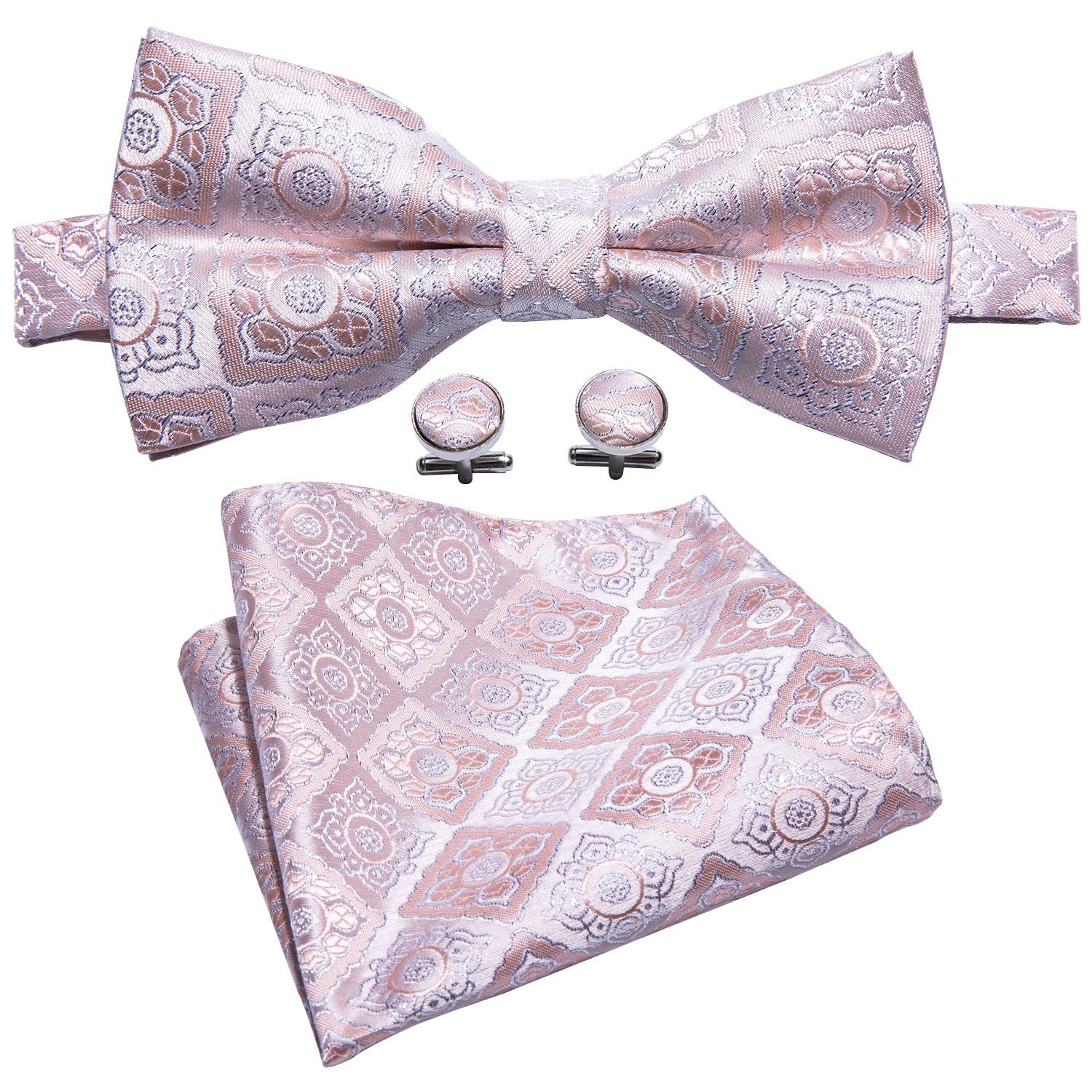 Mens Pink Bow Tie With Embroidery Flowers Designer Dress Bow Tie