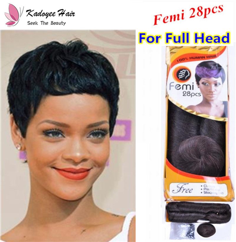 Top Quality Colorful Brazilian Human Hair Short Hair Weaving Extensions 28pcs/LOT for full head hairstyles for girls uk us Top Quality Colorful Brazilian Human Hair Short Hair Weaving Extensions 28pcs/LOT for full head hairstyles for girls uk us