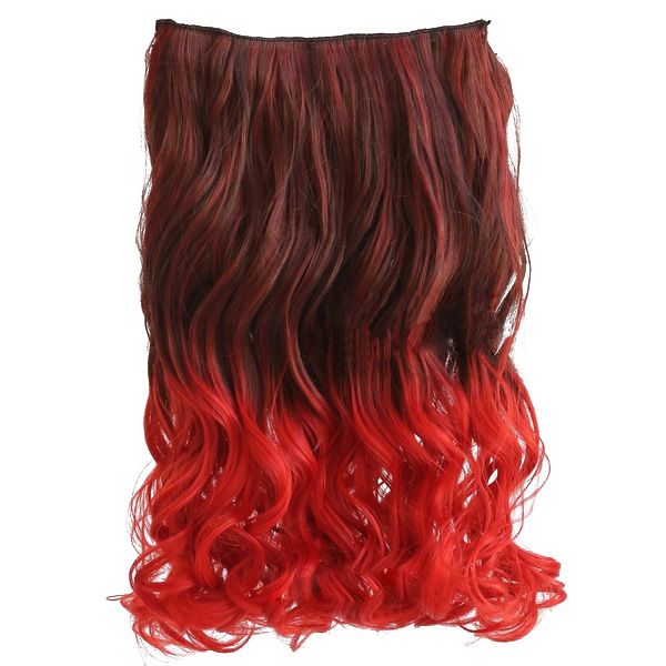 20 Two Colors Mixed Dip Dye Color Curly Clip In Hair Extension For Dreamlike Girls Color Red Black Red And Black Hair Extensions Red Hair