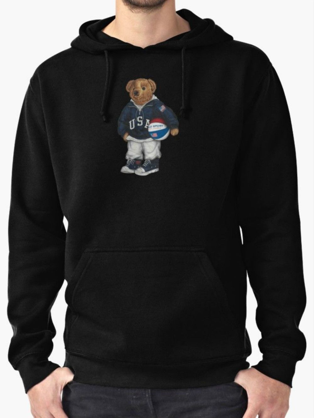 polo hoodie with bear