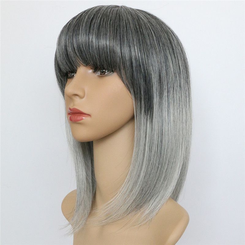 Grosshandel Zf Grey Grannyhair Bob Perucke African American Bob Perucke Naturlicher Teil 14inch Kurze Perucken Grosshandel Von Zhifan Wig 12 57 Auf