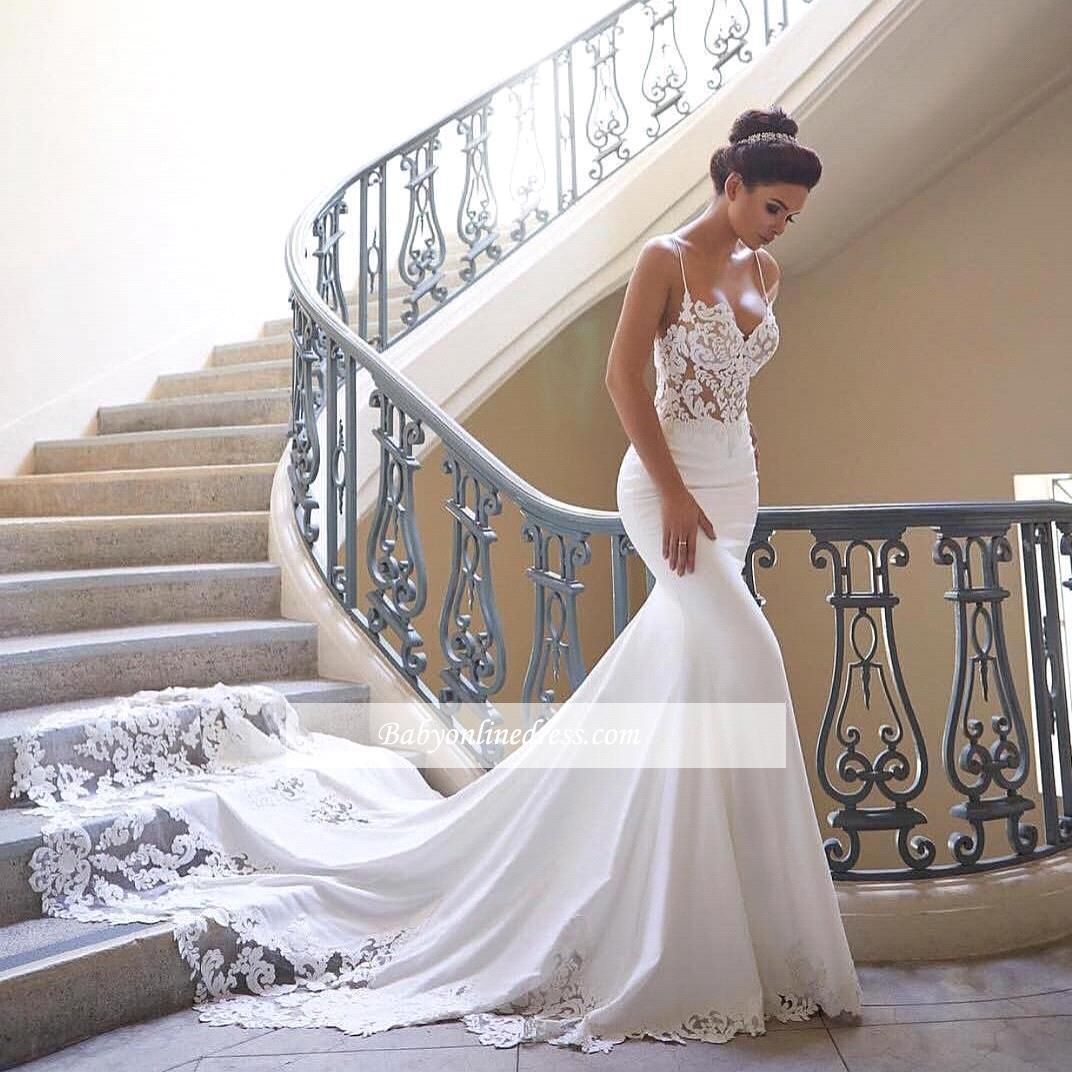 Compra Correas De Ilusión Sexy Correas Vestidos De Novia De Sirena 2020  Nuevo Berta Blanco Tren De Barrido Largo Vestidos De Novia Vestidos De Novia  De Encaje BC0190 Barato | Entrega Rápida