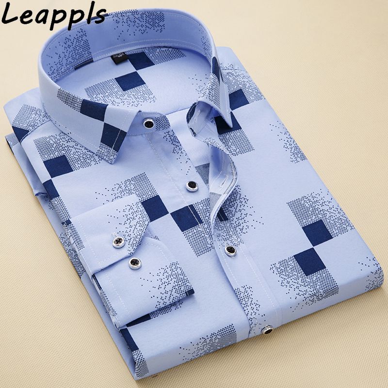 2020 Leappls 4xl Smart Casual Shirts Men Dress Shirts Long Sleeve