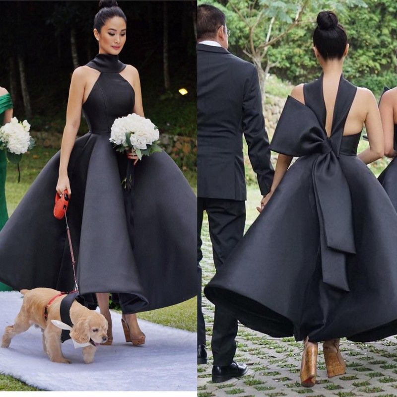 black boho bridesmaid dresses