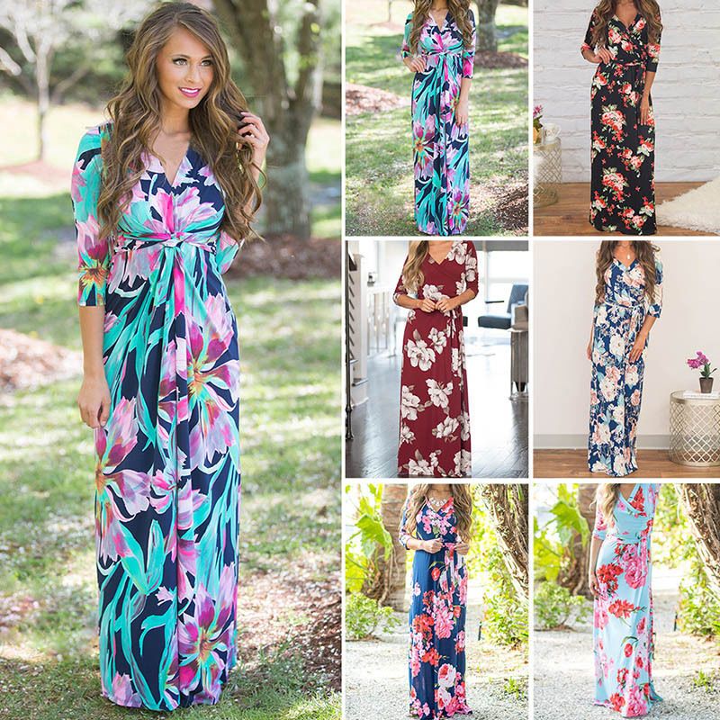flower print long gown