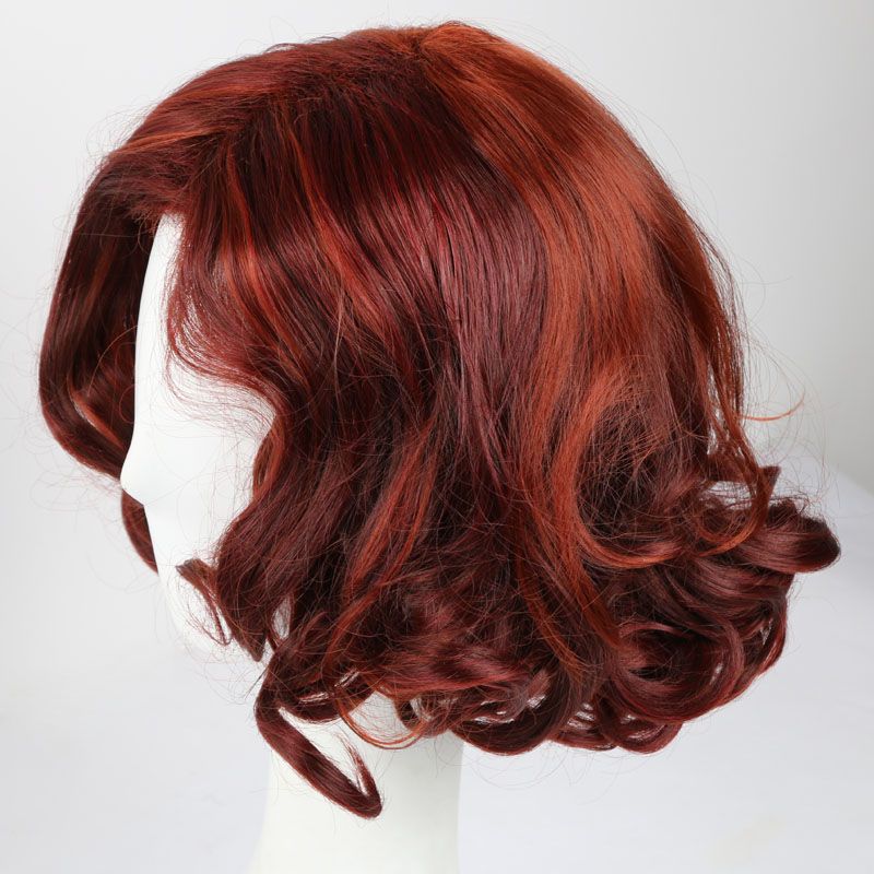 Short Natural Wavy Wigs For Black Women Curly Red Synthetic Hair
