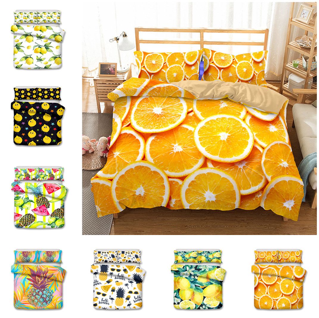 New 3d Fruit Design Bedding Set Lemon Orange Pineapple Duvet