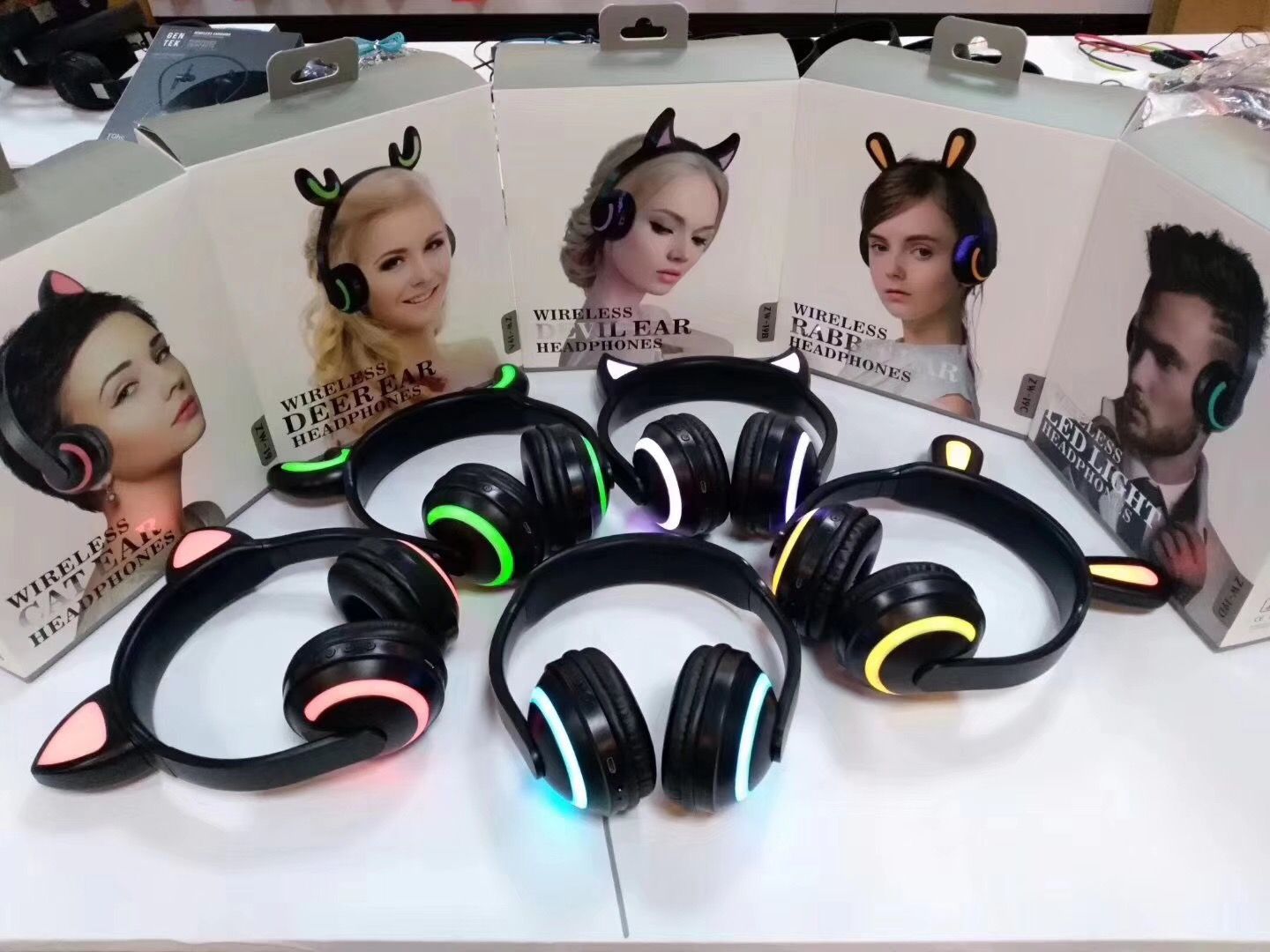 satin al kedi kulak bluetooth kulaklik boynuz renkli renkli parlak kulaklik spor bluetooth kulaklik tl101 06 dhgate comda