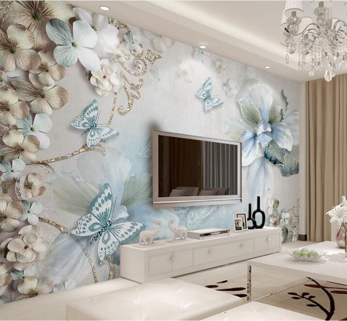 Custom Mural Wallpaper For Bedroom Walls 3d Beautiful Flower Butterfly Background Wall Papers Home Decor Living Room Wall Paper Widescreen Desktop