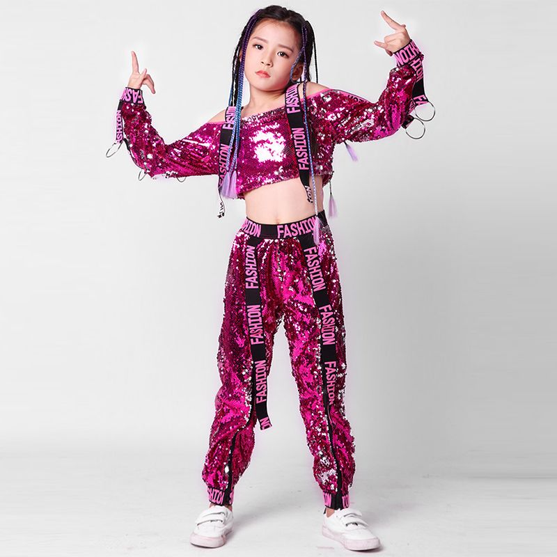 Tie Kids trajes baile de lentejuelas Jazz Hip Hop trajes rendimiento conjunto para niños