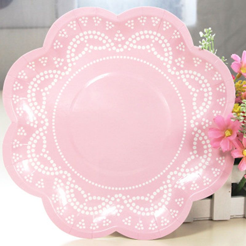 2020 Lace Pastel Flower Paper Plates Pink Blue Purple Paper Plate Cups
