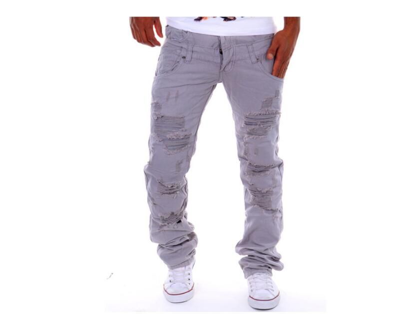 Compra Diseñador De Moda Para Hombre Jean Pantalones Ripped Drapeado Biker  Jeans Caqui Azul Negro Gris Barato | Entrega Rápida Y Calidad | Es.Dhgate