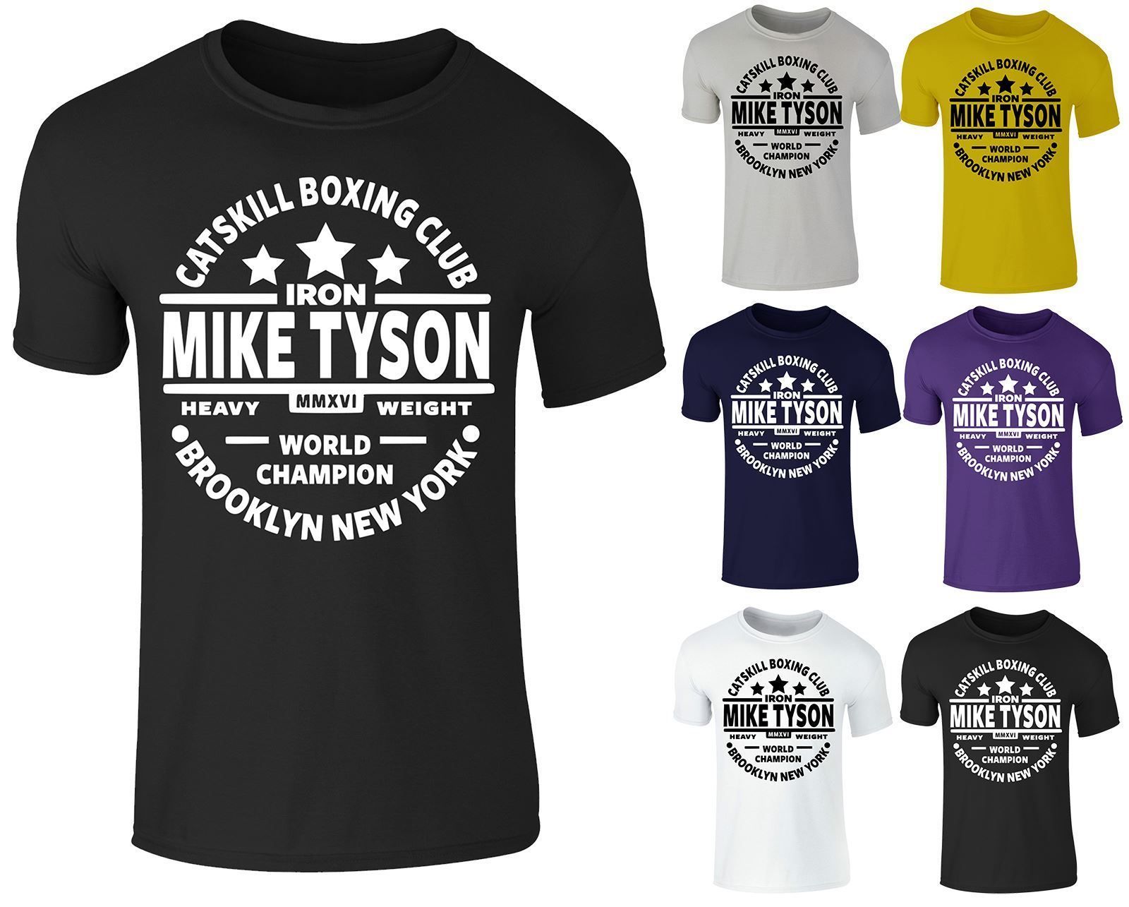 Mens Legend Mike Tyson Catskill Boxing Training Gym Cotton Crew Neck T-shirt Top