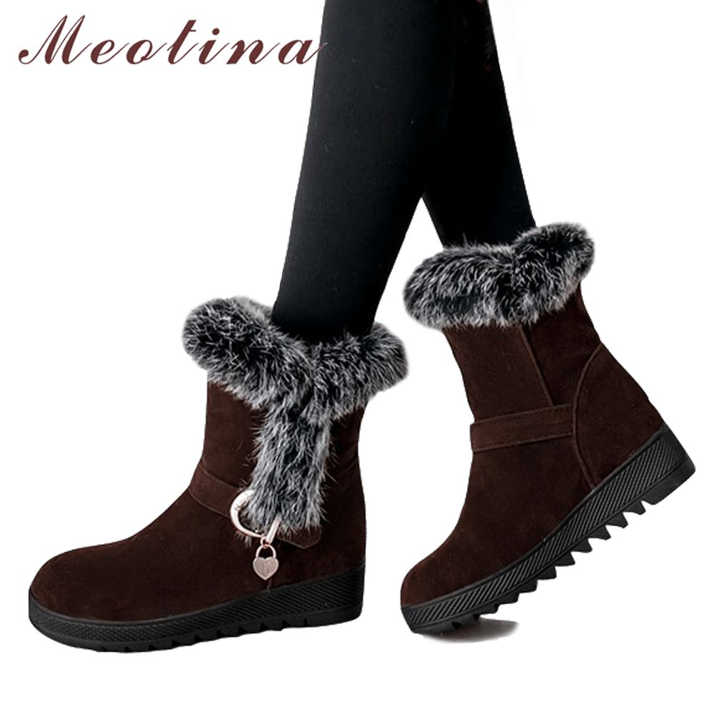 Wholesale Winter Snow Boots Plush Shoes Women Ankle Boots Real Rabbit Fur Short Boots Platform Wedge Heels Red Plus Size 42 43 Cheap Shoes For Women Snowboard Boots From Zehanshoes 71 32 Dhgate Com