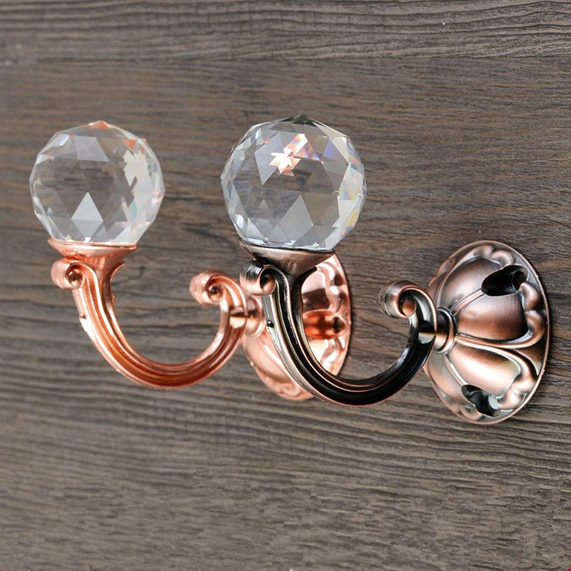 2019 Rose Gold Red Copper Alloy Crystal Wall Robe Hook Curtain Accessories Hook Bedroom Hanging Clothes Hanger Wall Hanger For Curtains From