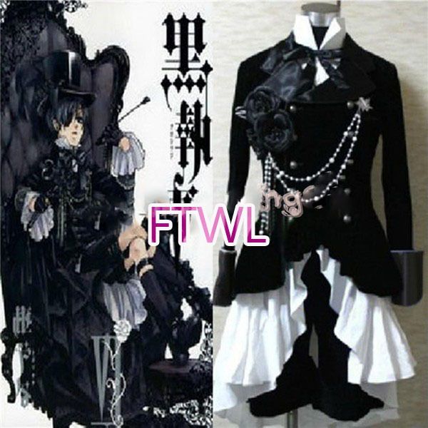 Grosshandel Ftwl Anime Black Butler Kuroshitsuji Ciel Phantomhive Zirkus Schwarz Anzug Outfit Cosplay Kostum Nach Mass Von Saltblue 135 44 Auf