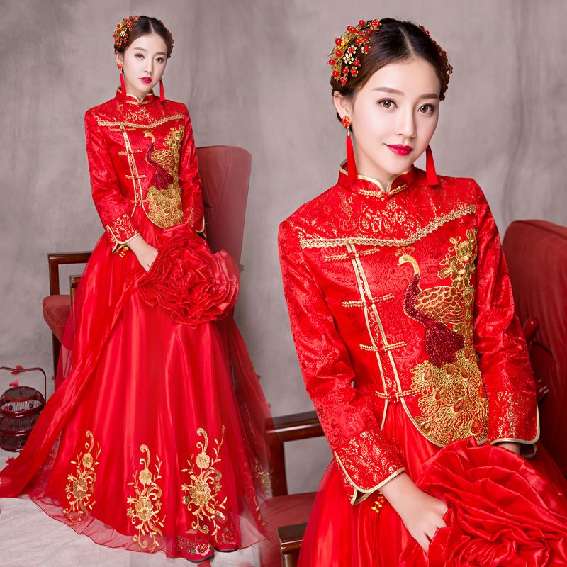 Acquistare Modello Di Pavone Abiti Tradizionali Cinesi Abiti Da Cerimonia  Classici Vestido Eleganti Abiti Da Sposa Rossi Abiti Tradizionali Etnici  Cheongsam Orientali Economico | Consegna Veloce E Qualità | DHgate Italy