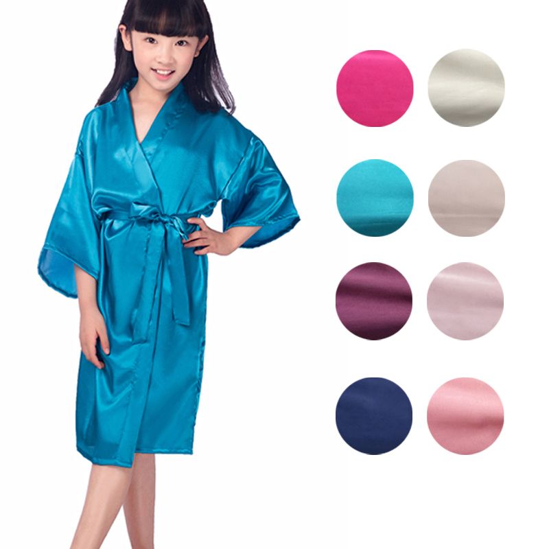 Short Sleeves Cheap Flower Girl Robes Silk Bathrobe Wedding Party Robe