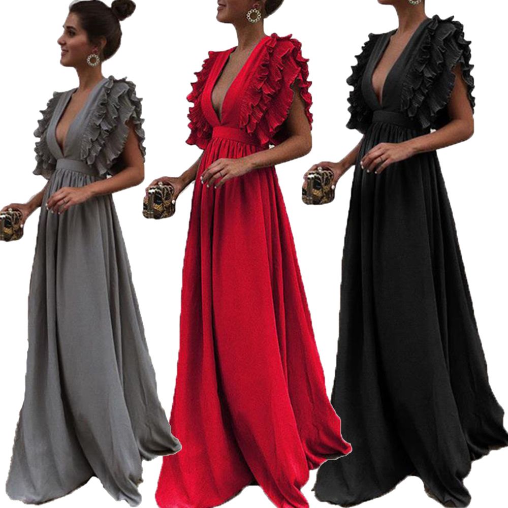 Ruffle Sleeve Evening Gown on Sale, UP ...