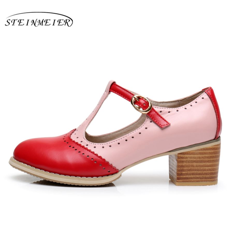 oxford de cuero genuino mujer grande EE. UU. 9 zapatos oxford dedo del redondo