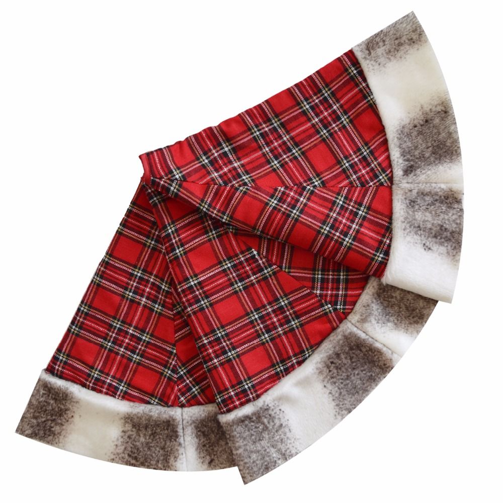Extra Large 42 Christmas Tree Skirt Patchwork Tartan Plaid With