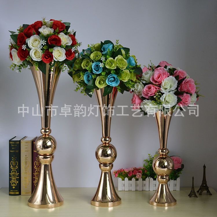44cm 54cm 65cm Gold Silver Floor Flower Vase Mariage Table