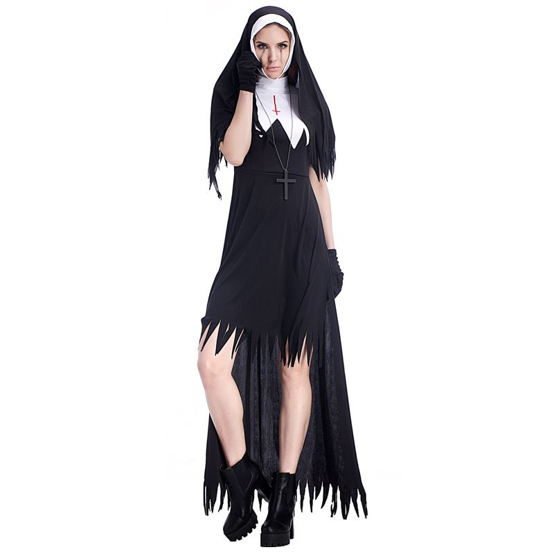Grosshandel Erwachsene Schwarze Nonne Kleid Mit Kapuze Kapanzug Kostume Cosplay Fur Frau Halloween Ostern Kirche Party Cosplay Von Hftlighting 15 25 Auf De Dhgate Com Dhgate