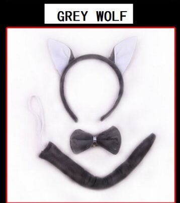 3Pcs//Set Animal Costume Headband Bow Tail Set Party Fancy Dress for Kid Child