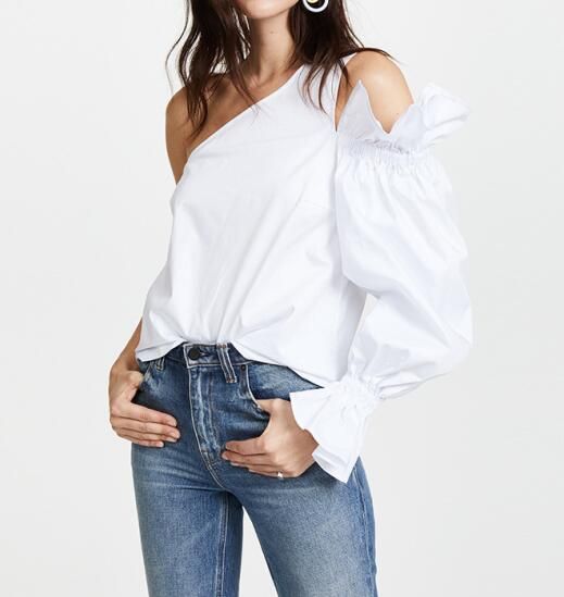 Blusas y camisas en un hombro Mujer 2018 Blusas con hombros descubiertos y blancas