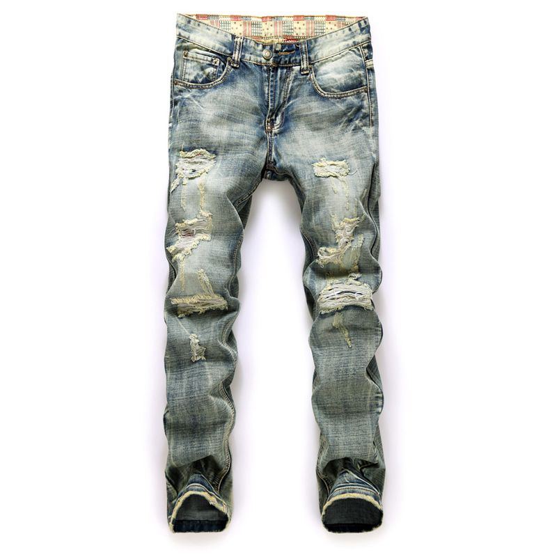 Designer Men's Bleached Blue Distressed Skinny Jean