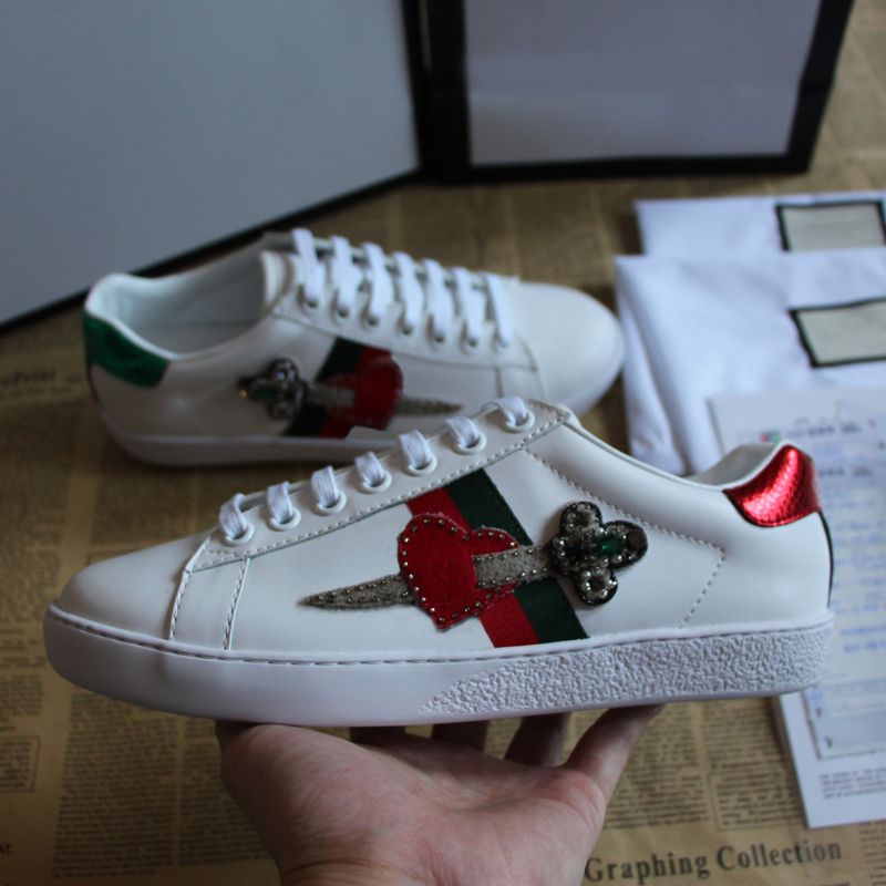 Acquistare 2018 TOP Fashion Brand Ace Ricamato Freccia Bianca Cuore Sneakers  In Pelle Scarpe Di Lusso Scarpe Casual Italiane Scarpe Da Uomo E Da Donna  Economico | Consegna Veloce E Qualità | DHgate Italy