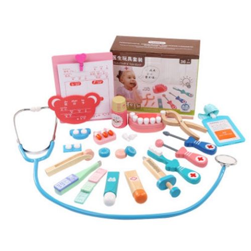 Kids Role Play Games Doctor Dentist Nurses Wooden Toy Set Medical Kit XMAS GIFT