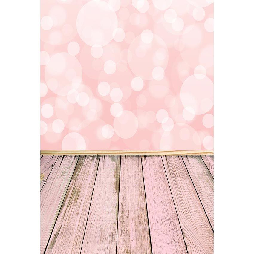 Bokeh Polka Dots Girl Baby Shower Backdrop Light Pink Wall Wooden Floor Newborn  Photography Props Kids