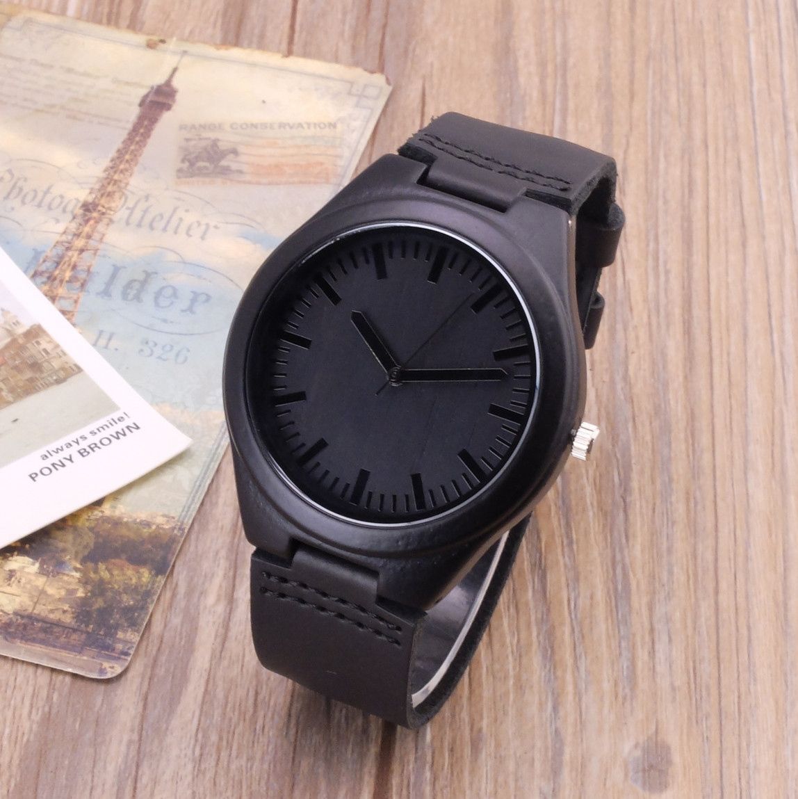 2018 Fashion Black Wood Watches With Real Leather Band Mens Top Brand Luxury Simple Design Men Women Wooden Quartz Wrist Watches For Gift Online Buy Watches Buy Online Watch From Daoshop007 10 45