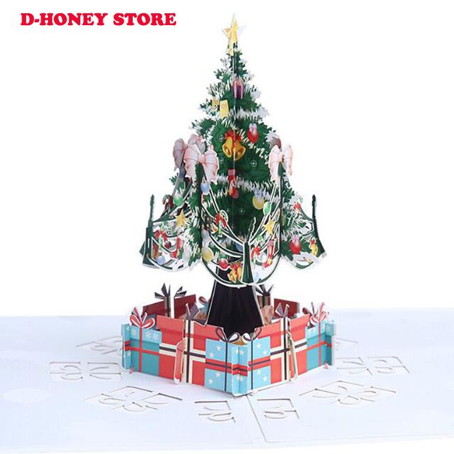 Acquista 3d Pop Up Decorazioni Natalizie Albero Colorato Biglietto Di Auguri Busta Taglio Laser Cartolina Vuota Scolpita A Mano Regalo Kirigami A 1 73 Dal Dhoneystore Dhgate Com