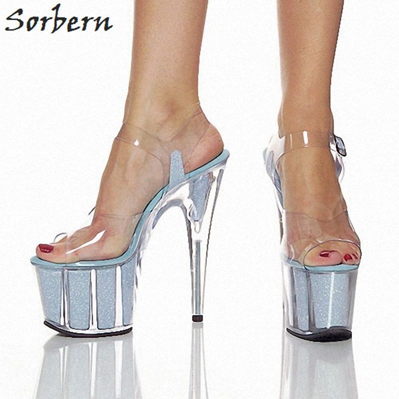 blue transparent heels