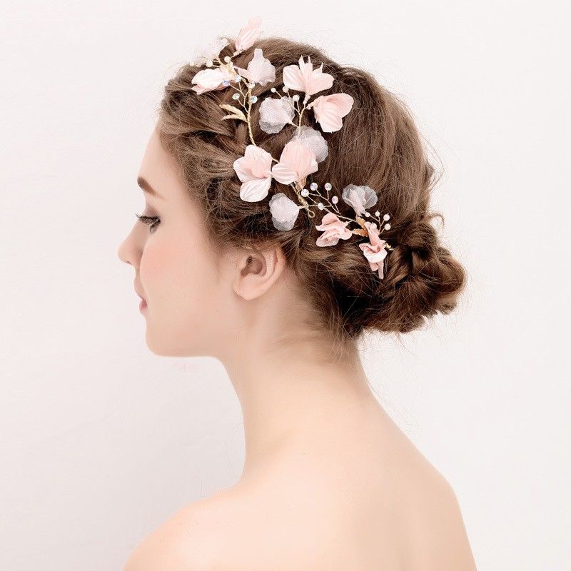 Handmade Simple Flower Hair Pins Bridal Clip Pearls Wedding