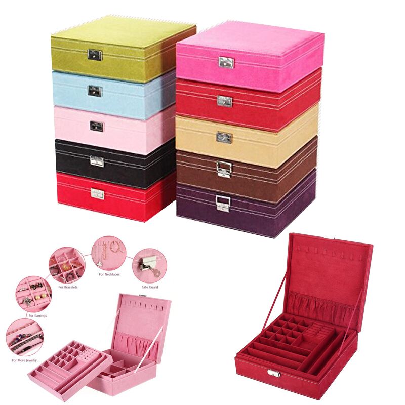 2020 Large Best Selling Fashion Flannel Square Jewelry Box Simple