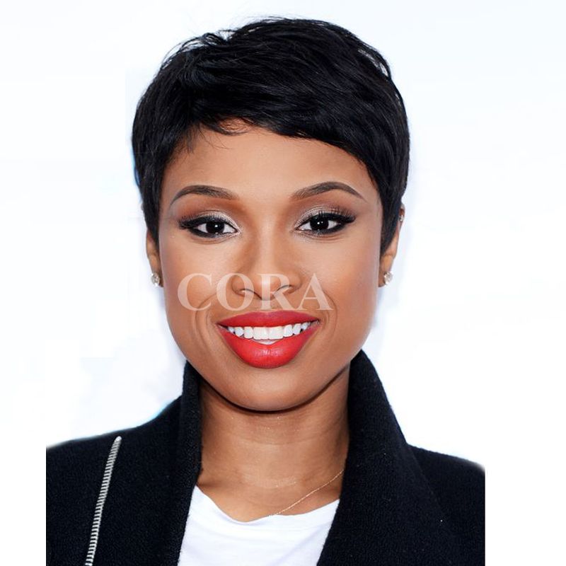 Celebrity Short Hairstyles Machine Made Lace Front Human Hair Wigs
