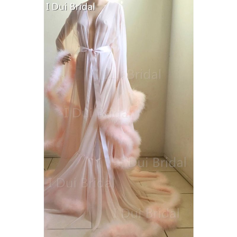 pink feather robe