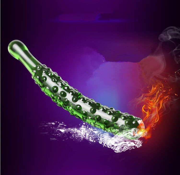 Double Ended Glass DildoGreen Crystal Butt Plu