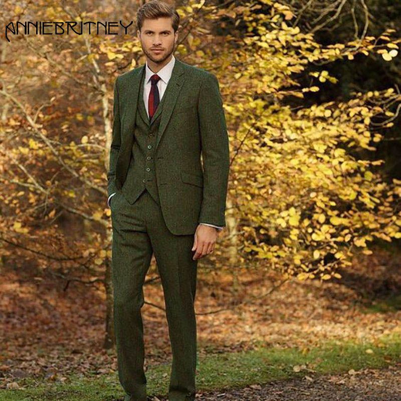 Green tweed wedding suit Clearance