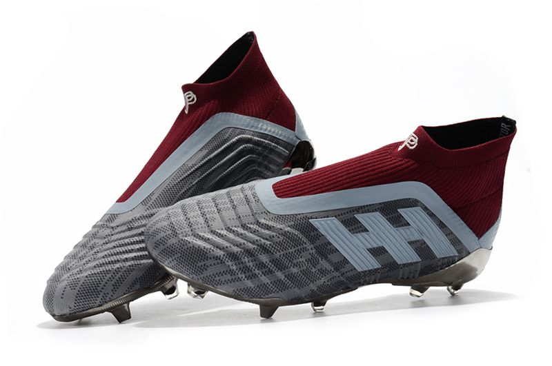 Grey Red Children Soccer Cleats 