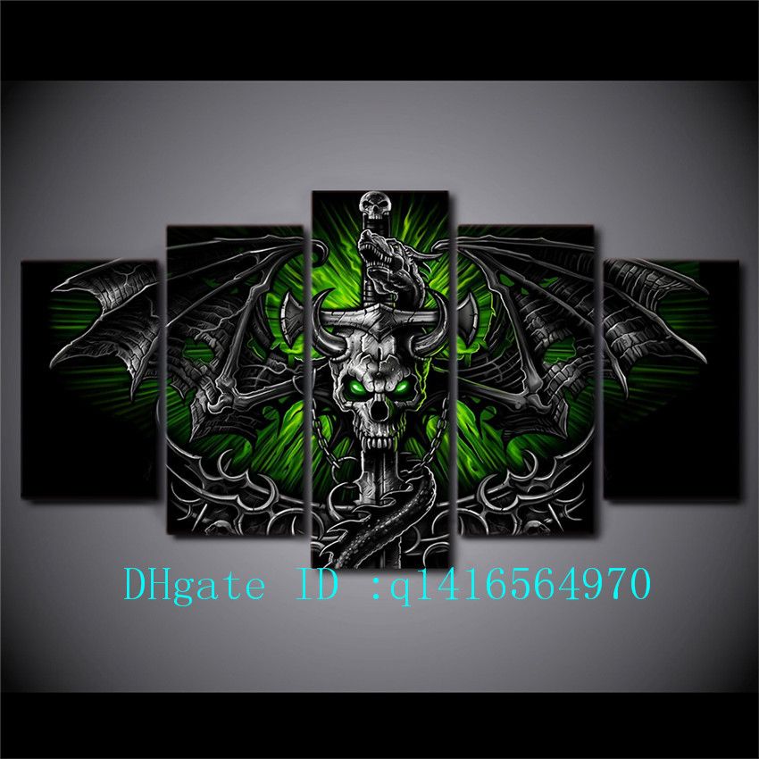 2020 Skull Sword Dragon Canvas Prints Wall Art Oil Painting Home Decor Unframed Framed From Q1416564970 19 03 Dhgate Com