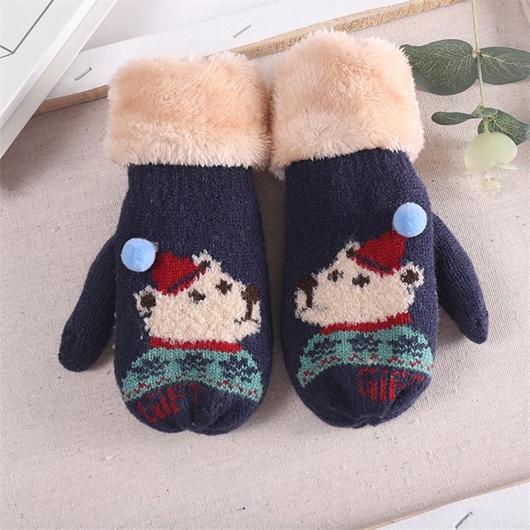 2-Pack Winter Warm Cute Knit Mittens Cold Weather Thicken Hot Gloves Fingers for Toddler Infant Baby Girls Boys
