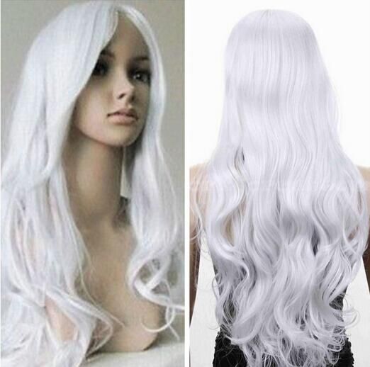 perruque cheveux long blanc