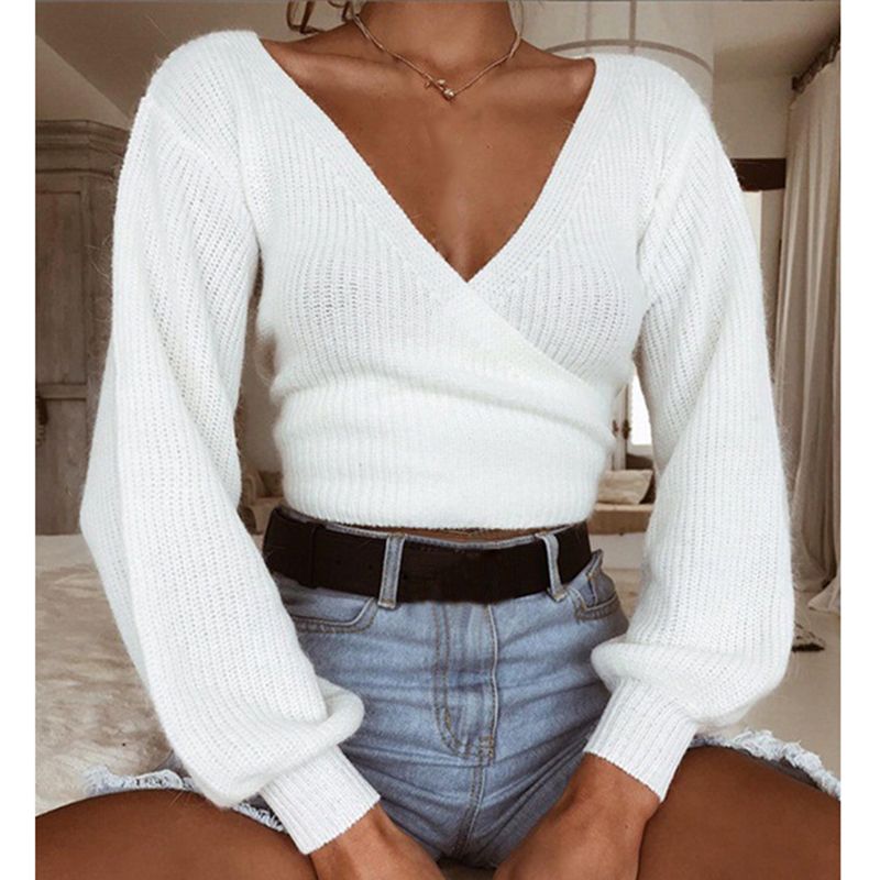 white v neck sweater women's